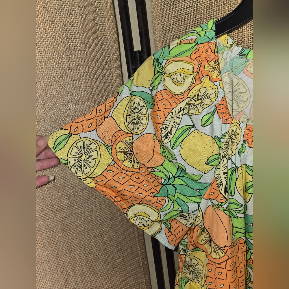 NWOT Payton & Parker Colorful Fruit Print Dress With Pockets Citrus Size Medium - Picture 2 of 12